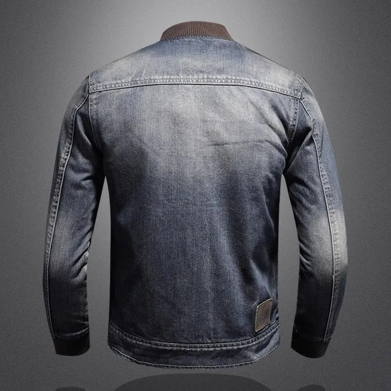 denim jacket men retro loose casual plus velvet winter jacket parkas trendy handsome motorcycle jacket streetwear men's clothing
