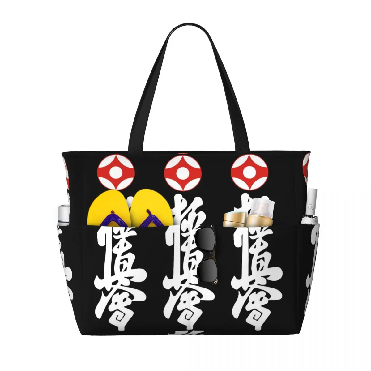 

Kyokushin Karate Kanji Taijutsu Beach Tote Bag Sport Gym Yoga Duffle Large Tote Bag Women Travel Bag Fitness bag