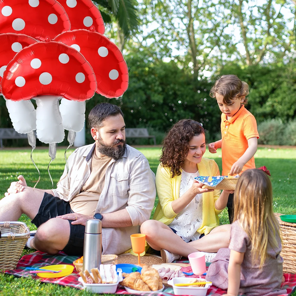 5/3/1Pcs Red Mushroom Foil Balloons for Fairy Garden Themed Birthday Party Decoration Baby Shower Party Photo Props Kids  Toy