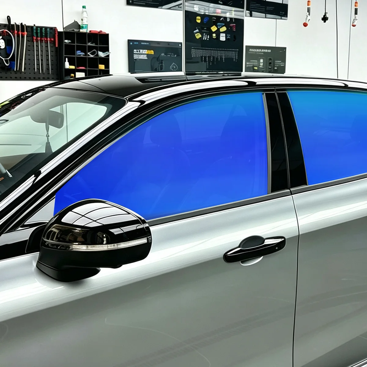 Blue Chameleon Solar Tint Film Self Adhesive Side Windscreen Glass Sticker Sun Shade Film Car Foil for Sunshine Protection