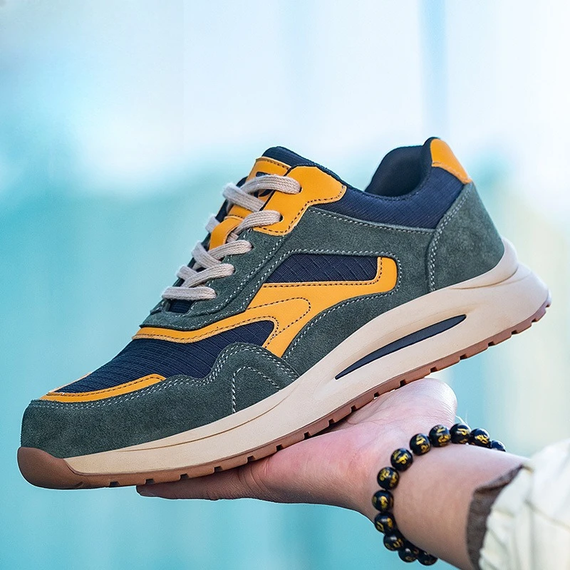 Men Labor Protection Shoes Anti Puncture Proof Steel Toe Safety Shoes Summer Breathable Wear-resistant Hiking Sneakers Work Boot