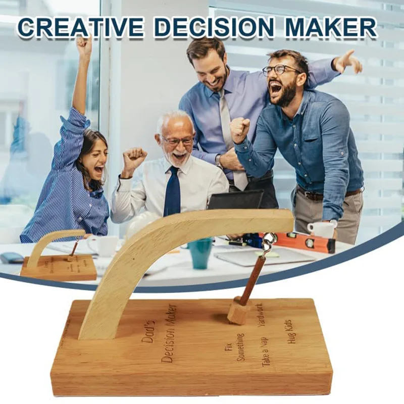 Magnetic Decision Maker Toy- Wooden Tabletop Gift Decor with Swinging Magnetic Balls