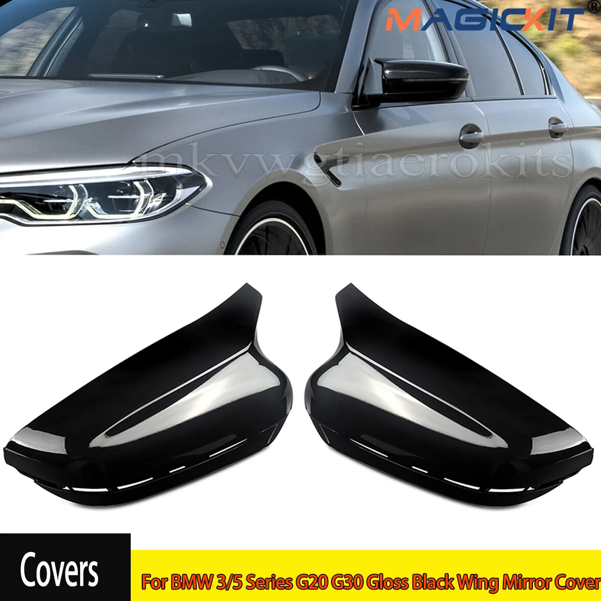 For BMW 3/5 Series G20 G30 Gloss Black Wing Mirror Cover Replacement M Style RHD