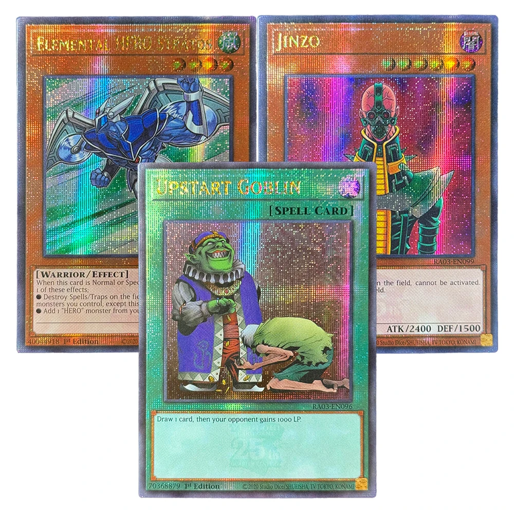 YuGiOh Foil Cards-QCScR Quarter Century Bonanza Quarter Century Secret Rare  Elemental HERO Stratos Upstart Goblin Jinzo RA03-EN