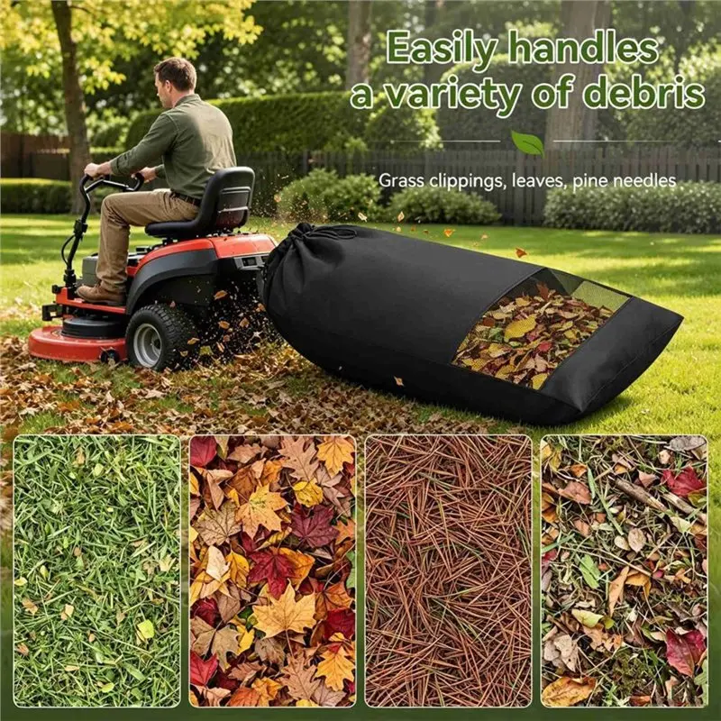 ABZL Lawn Tractor Leaf Bag With Breathable Bottom Grass Catcher Bag For Yard Lawn