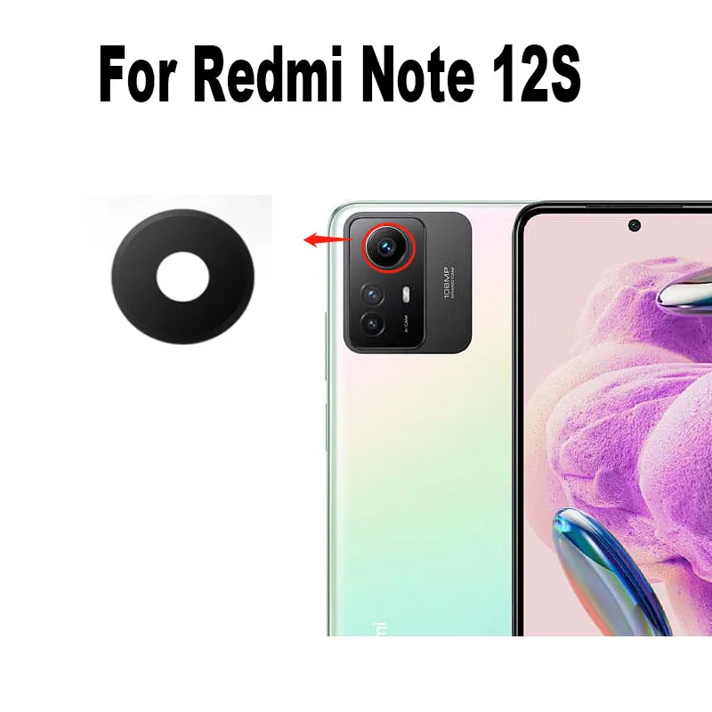 New Back Glass For Xiaomi Redmi Note 12S Rear Camera Lens With Glue Sticker Adhesive Global Model