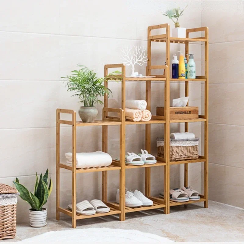 Multi-functional Kitchen Rack Bamboo Floor Storage Racks Height Adjustable Wooden Organizer for Home Versatile Kitchen Storage