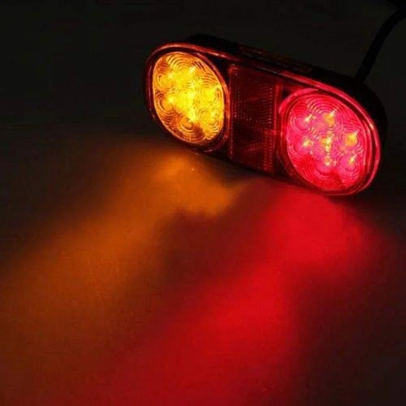 Yellow+Red LED Tail Lights Stop ABS Waterproof Indicator Car Boat Trailer Bulbs Accessories DC 10-30V