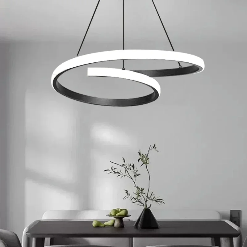 

Nordic LED Pendant Light Simple Ring Line Design 30cm For Living Room Dining Room Study Bedroom Attic Reception Room Lighting