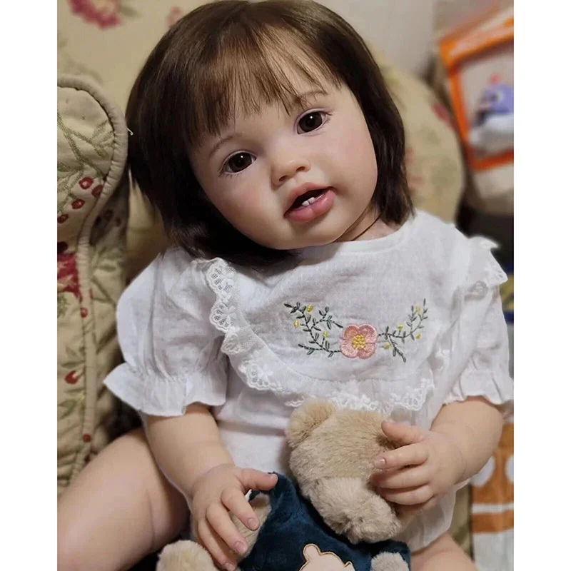 

24Inch Reborn Toddler Baby Doll Lottie Princess Girl Soft Touch Handmade Art Dolls 3D Skin Tone with Visible Veins Boneca Reborn