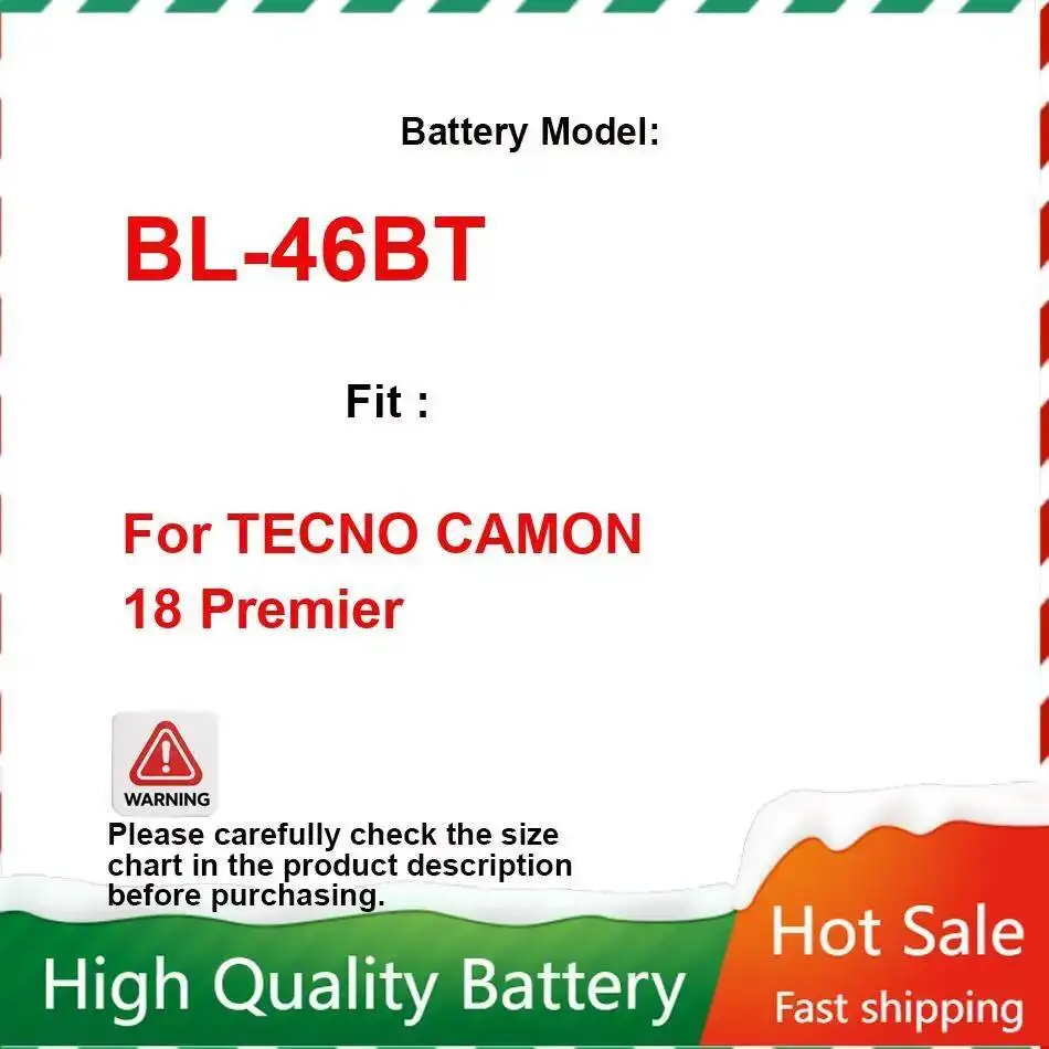 

4750 мАч аккумулятор мобильного телефона, прочный, надежный, замена BL-46BT для Tecno Camon 18 Premier