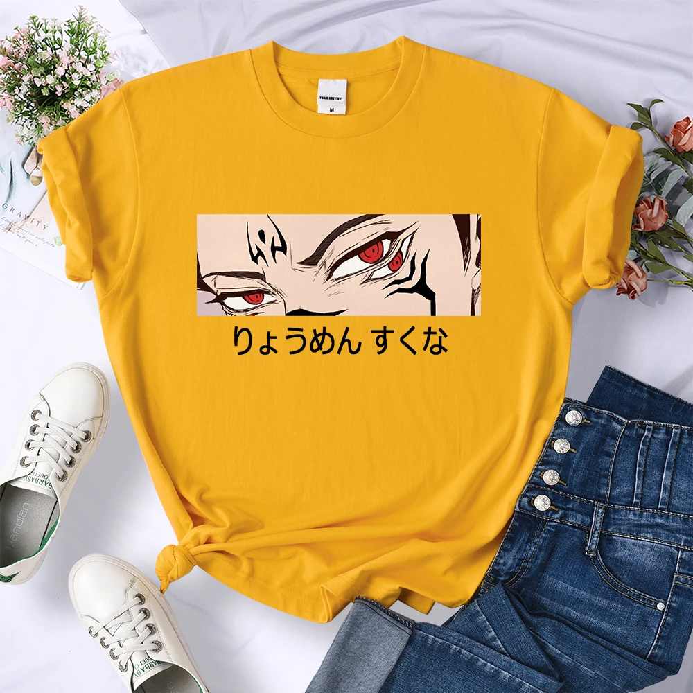 Jujutsu Kaisen Anime Ryomen Sukuna Women Tshirts Street Breathable Short Sleeve Personality Cool Tee Shirt Casual Summer T-Shirt