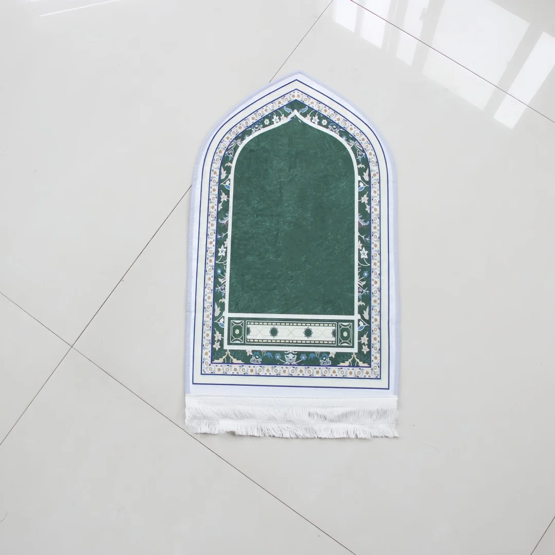 Soft Pale Blue Mosque Pattern Premium Interactive Smart Prayer Mat