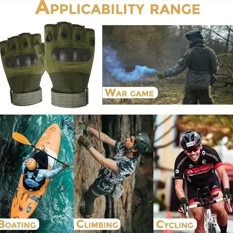 Half Finger Gloves for Outdoor Sports,Hard Shell,Anti Slip,Wear-Resistant, Oint Protection,Anti Cutting,Shooting,Hunting,Cycling