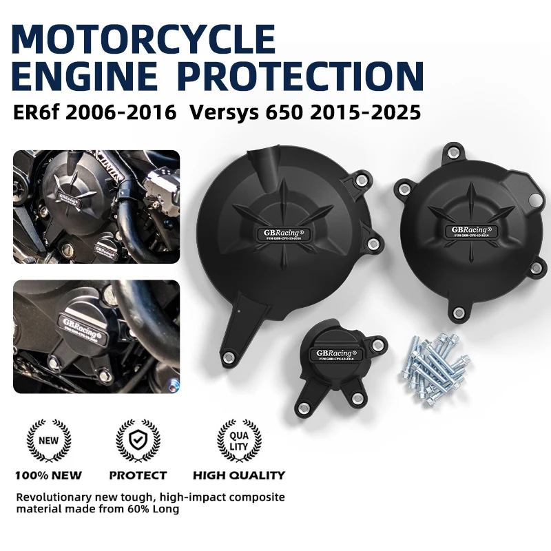 

V2 motorcycles accessories GBRacing For KAWASAKI ER6f/n 2006-2016 Versys 650 2006-2026 motocicletas Secondary Engine Cover Set