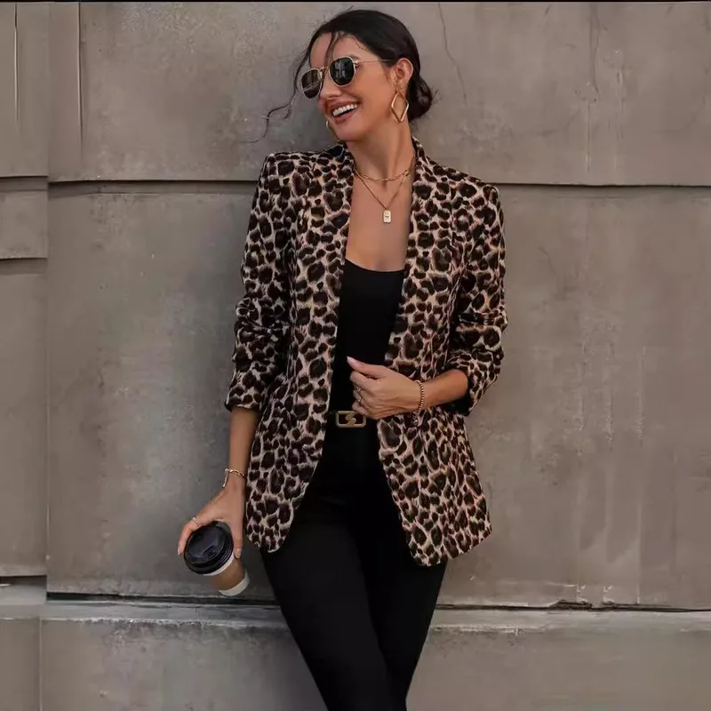 

Latest European And American Leopard Print Blazer Trendy Stylish Jacket Top Casual Chic Outerwear For Women And Men Fashion