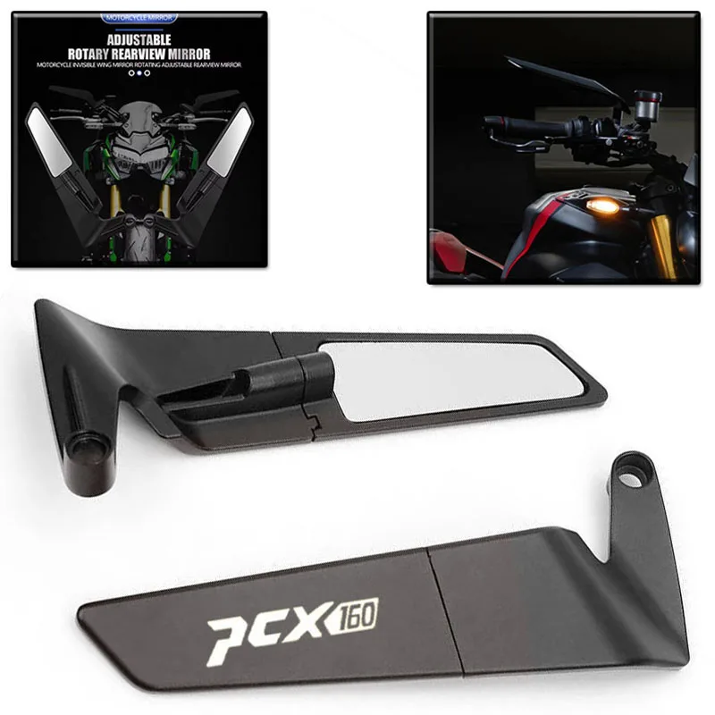 Motorcycle carbon fibre Mirror Stealth Winglets Rearview Mirrors For Honda PCX160 PCX 160