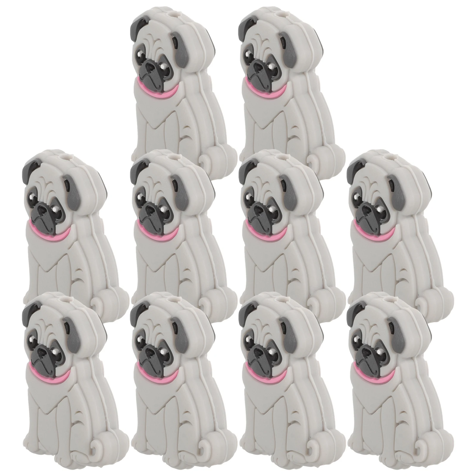

10 Pcs Black Dog Beads Silicone Accessories for DIY Baby Teething Necklace Bracelet Pacifier Chain Animal Spacer Bulk