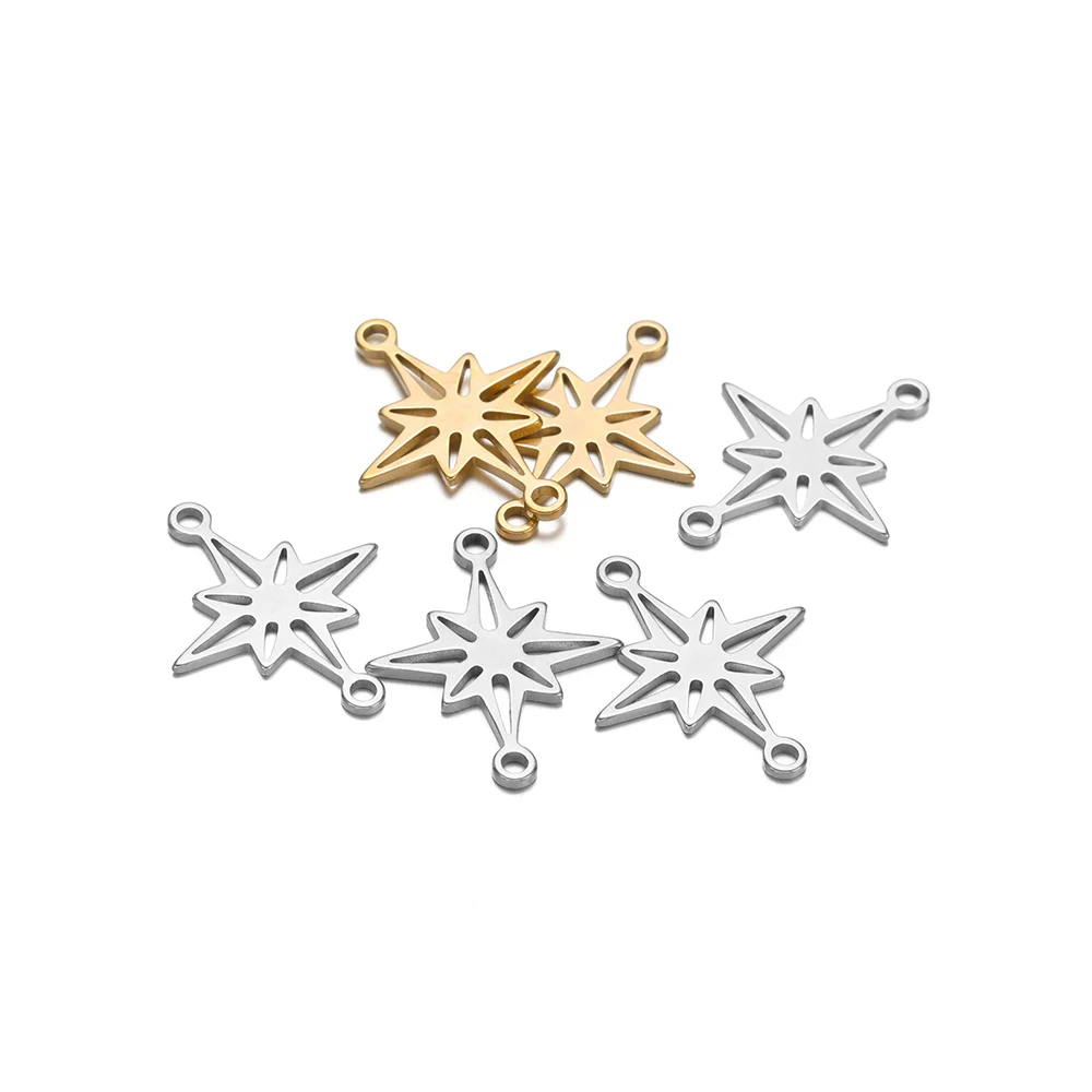 20Pcs Stainless Steel Star Charms Christmas Snowflake Pendants for DIY Delicate Jewelry Bracelets Findings Necklaces Supplies view 2