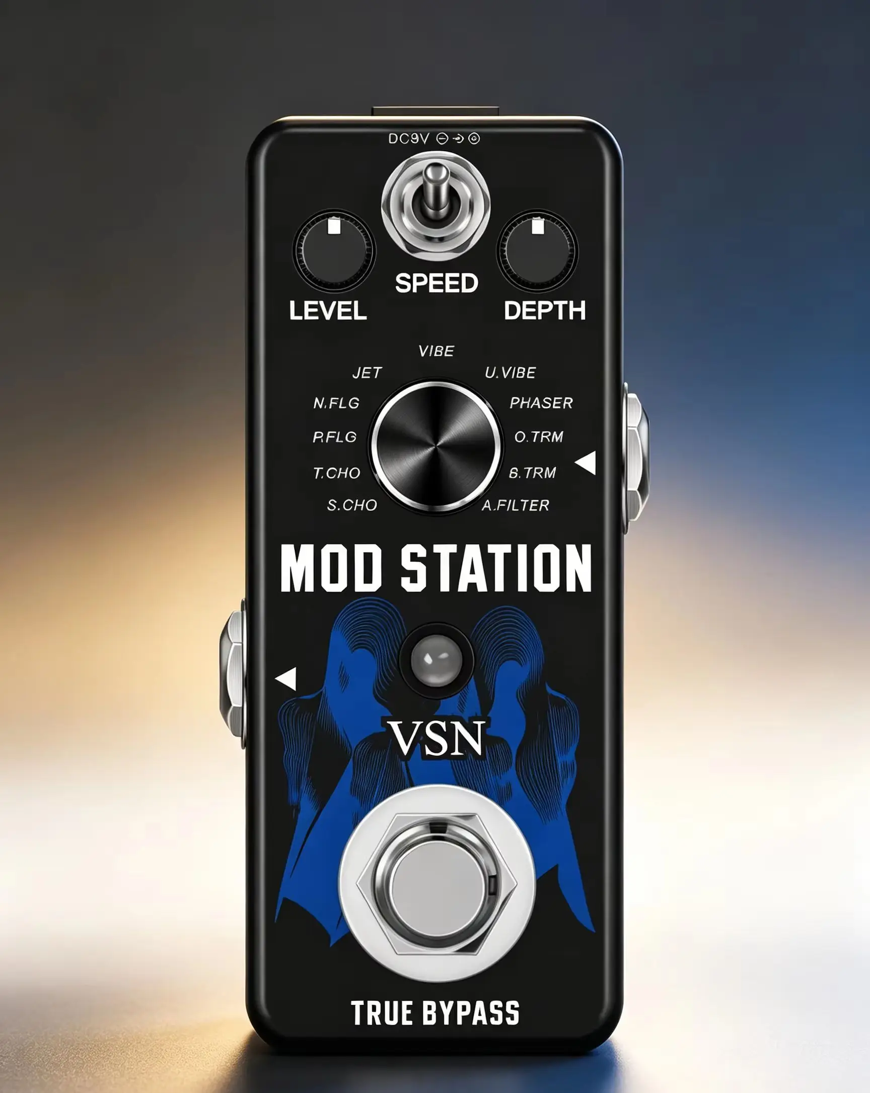 VSN LEF-3808 Mod Station 11-in-1 Modulation Pedal, Chorus Flanger Vibe Phaser Tremolo Filter True Bypass Compact Metal Pedal