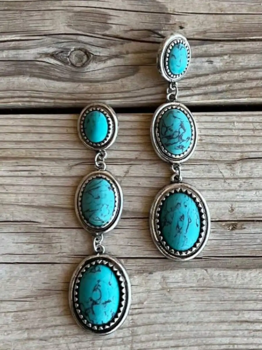 

Bohemian Vintage Turquoise Drop Earrings For Women