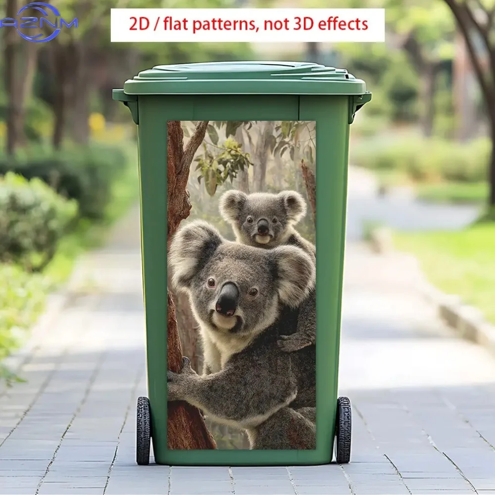 1pc Large Koala And Eucalyptus Tree Trash Can Sticker- Australian Wildlife Decoration, Waterproof PVC Garage, Garden, Trash Ca