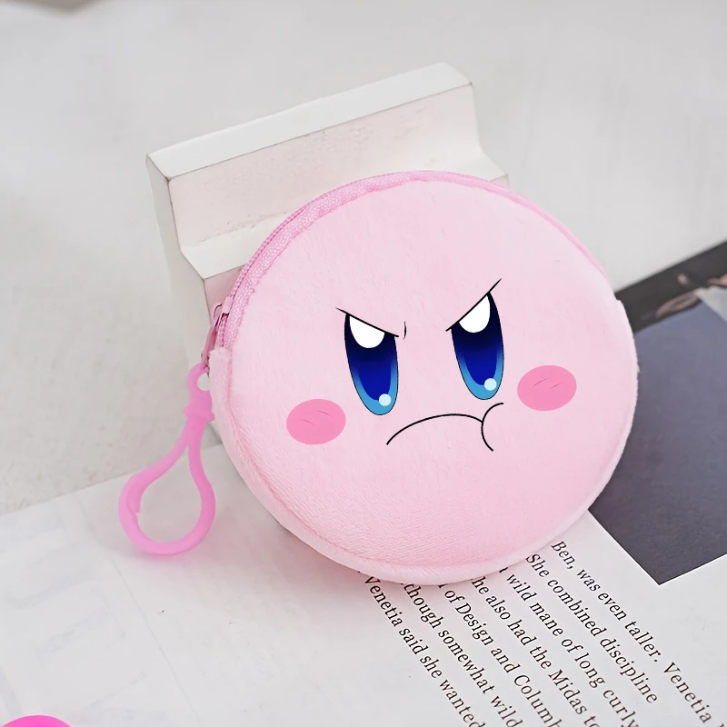 Kirbys Cute Plush Coin Purse Keychains Anime Kawaii Expression Wallet Schoolbag Key Ring Pink Mini Money Bag Kids Gift Hot Sales