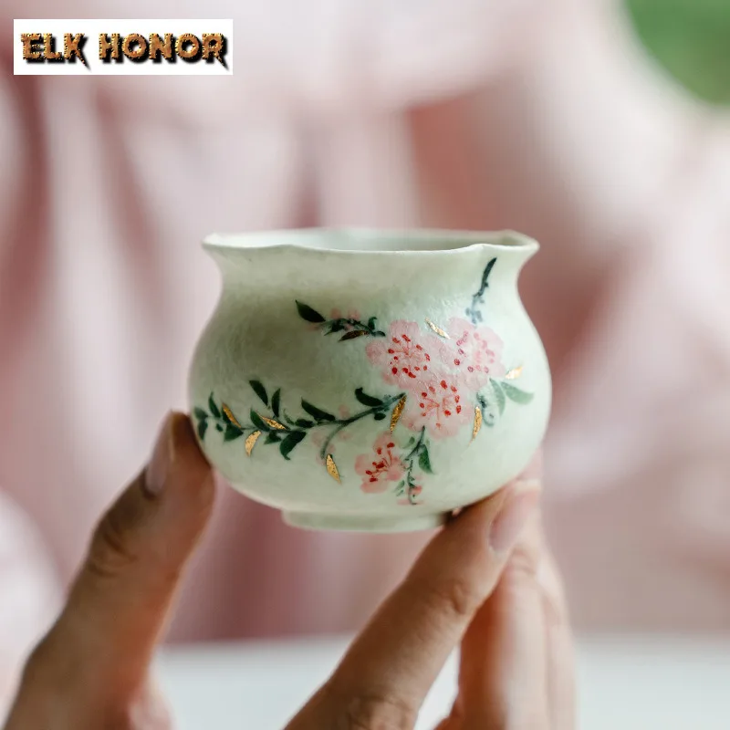 75 مللي رسمت باليد زهر الخوخ فنجان شاي بوتيك براد شاي إبريق الشاي تذوق رائحة كوب تشازان ماستر أكواب طقم شاي صيني الحرفية #5