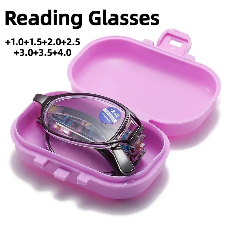 

Unisex New Fashion Anti-blue Light Foldable Reading Glasses Men Women New Printing Flower Frame Portable Presbyopia Glasses
