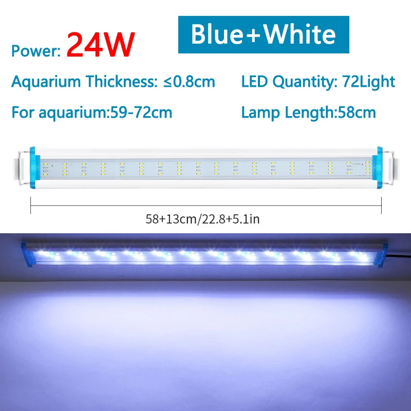 Uitbreidbare Waterdichte Clip op Lamp Voor Aquarium Super Slim Aquarium Waterplant Groeien Aquarium LED Licht 18-58cm 220V