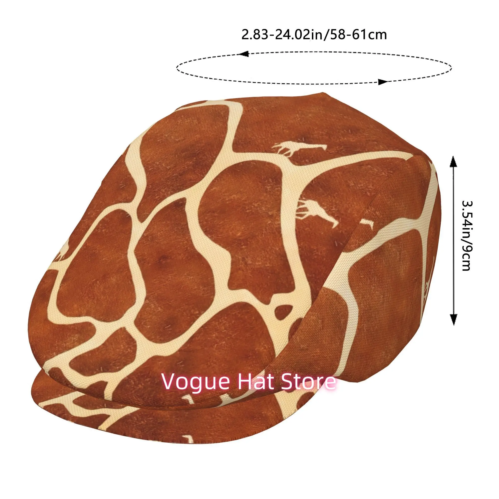 1pc Giraffe Abstract Pattern Art All-over printed beret, men and women Adjustable Flat Cap suitable for all seasons Newsboy Bere