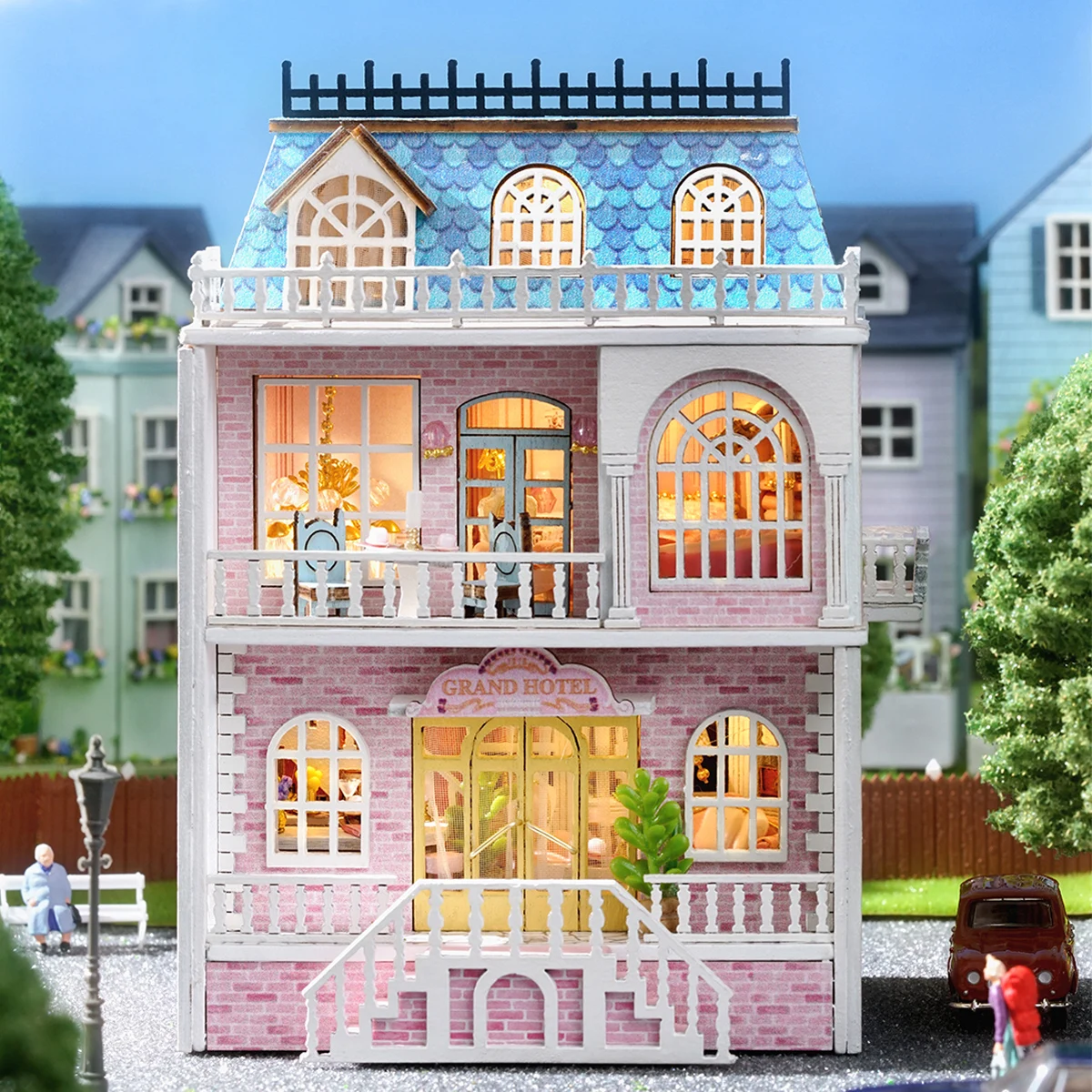 Kit de construcción de modelos, casa de montaje DIY, casa de muñecas hecha a mano, micro rompecabezas 3D, decoración creativa para habitación y dormitorio con muebles