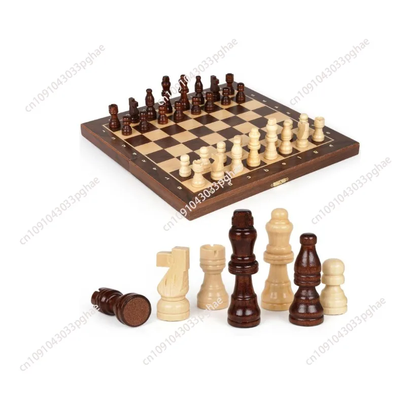 Chess solid wood high-end suit large children's wooden folding board competition