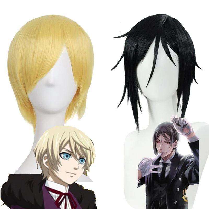 

Alois Trancy Modeling Wig Anime Character Sebastian·Michaelis Cos Side Swept Bangs Short Hair Anime Black Butler Role Wig Cover