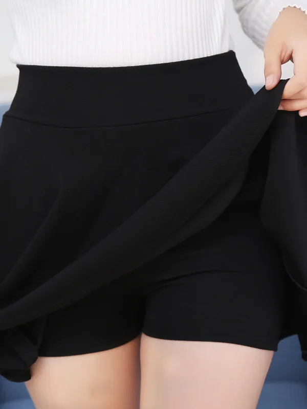 

Light Proof Color A-Line Skirt High Waist Street Sle ort Skirt Anti-Light Walking Pure Color f-length Skirt