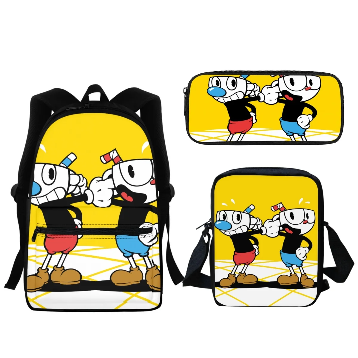 Mochilas escolares con diseño de Anime para niños y niñas, morral pequeño con diseño de Cuphead Mughead para guardería, a la moda