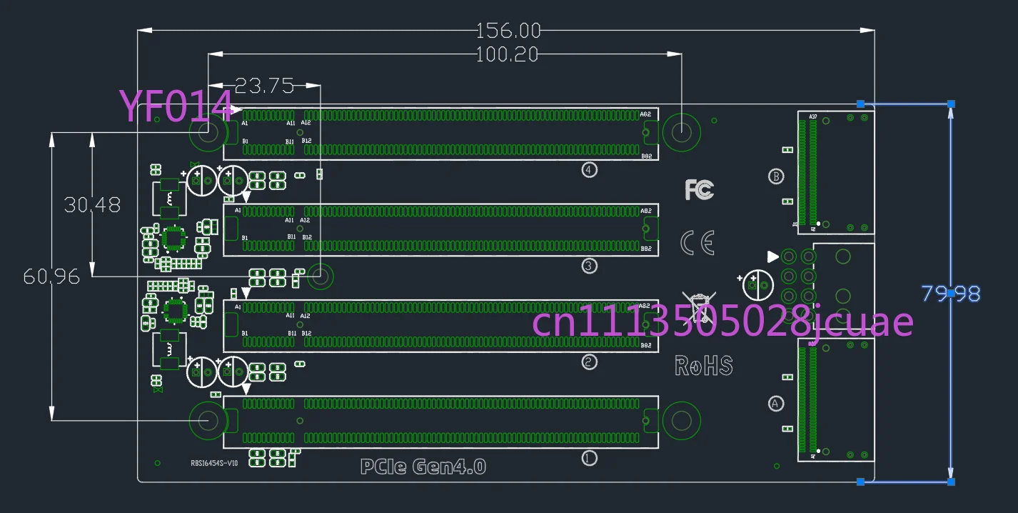 New PCIe4.0 x4x4x4x4 extension, transfer, extension, stand-alone SlimSAS 8654 to baseplate