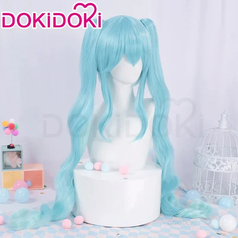 

2025 11 в наличии DOKIDOKI женские милые синие длинные волосы 100 см микю 16 лет косплей бесплатная шапочка для парика