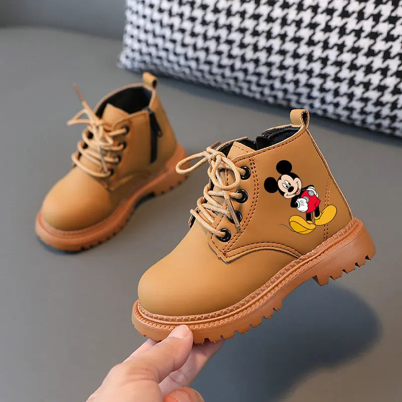 Mickey buty dziecięce Cartoon Mickey Mouse botki wiosna jesień obuwie chłopcy dziewczęta maluch antypoślizgowe buty rozmiar 21-30