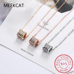 925 Sterling Silver Classical Waist Bead Pendant Necklace Cubic Zircon Neck Chain for Women Birthday Valentine's Day Gift BSN318