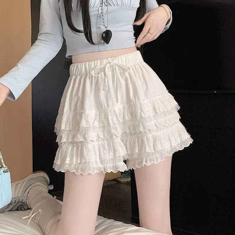 Summer New Lace High Waist Puffy Shorts