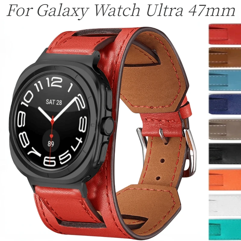 Premium Leather Strap For Samsung Galaxy Watch Ultra 47mm Sports Comfortable Bracelet band For Galaxy Watch 7 Ultra 47mm Correa