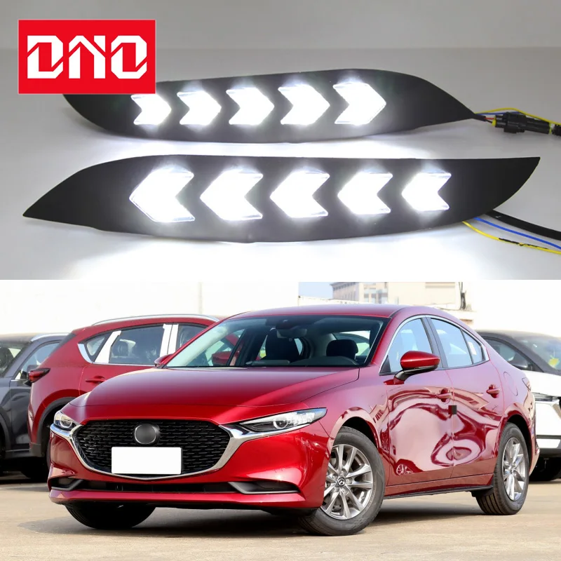 

Car LED 12V Daytime Running Lights For Mazda 3 Mazda3 2019 2020 Yellow Turn Signal Night Blue Running Lamps Car Headlamps