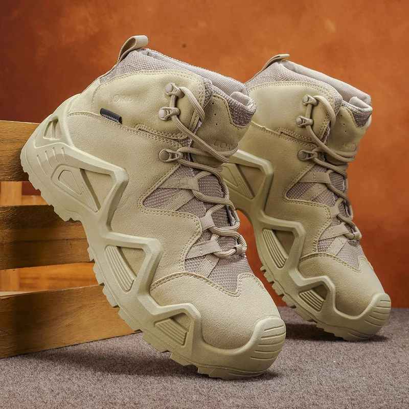 

Outdoor Hiking Boots Men's Lace Up Breathable Training Tactical Hiking Desert Boots Plus Size Shoes Botas Militares Masculinas