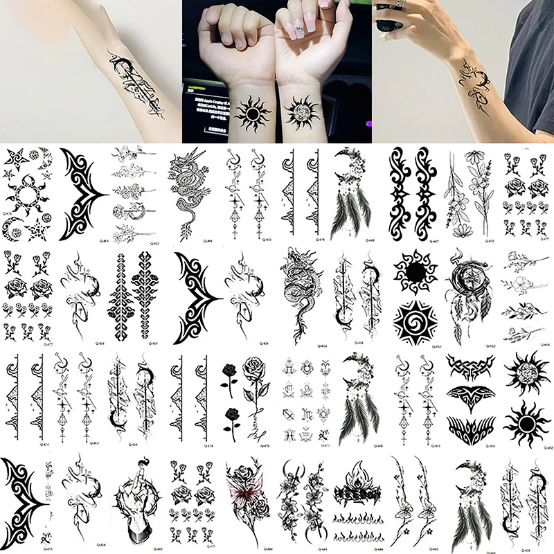 ملصق وشم مؤقت مقاوم للماء ، فن الجسم ، فراشة ، تنين ، تصميم ريش ، مزيف ، فراشة ، زهرة ، يد ، ورقة واحدة