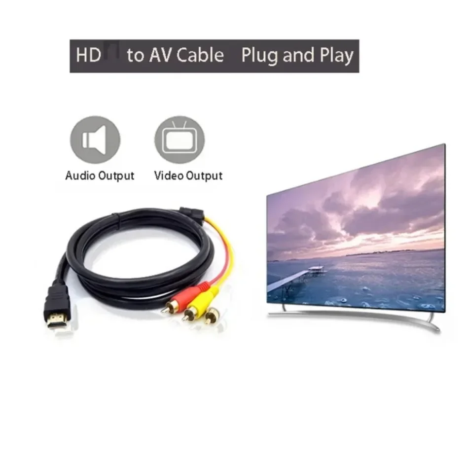 1.5 متر 5FT HDMI-متوافق مع Av ذكر إلى 3 RCA تحويل التلفزيون Set-Box DV DVD الصوت والفيديو كابل إلى 3rca محول سلك رقمي محول #4