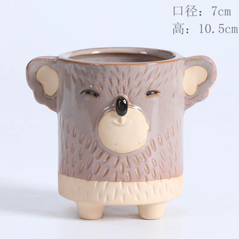 Ceramic Succulent Flower Pot. Handmade Rough Ceramic Flower Pot Container. Unique Cartoon Flower Pot Vase Decorative Item