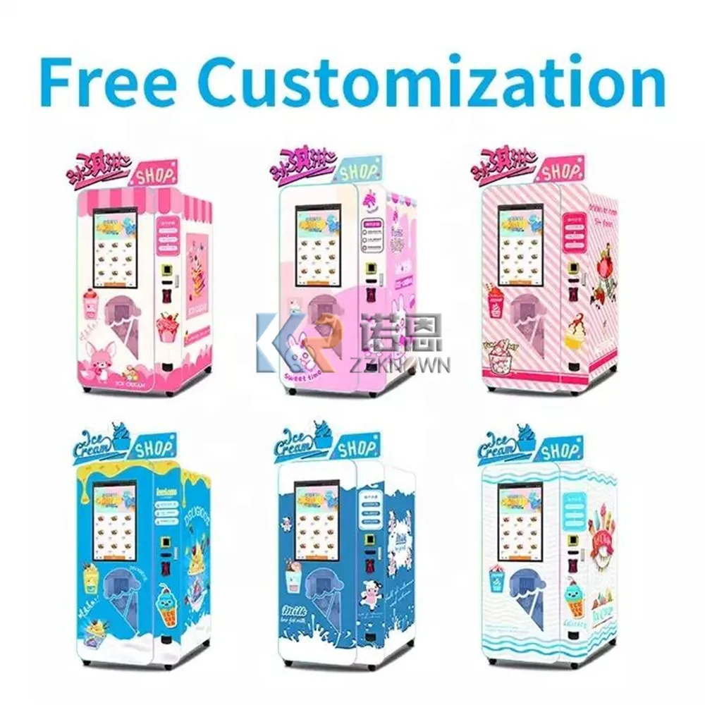 Coin Operated Ice Cream Vending Machine Frozen Soft Icecream Smart Automatic Robot Maker Ice Cream Vending Machine