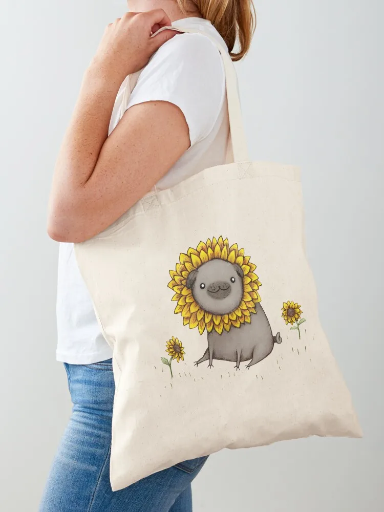 

Pugflower Tote Bag shopping bag logo Women's beach bags Reusable bags Shopping bags