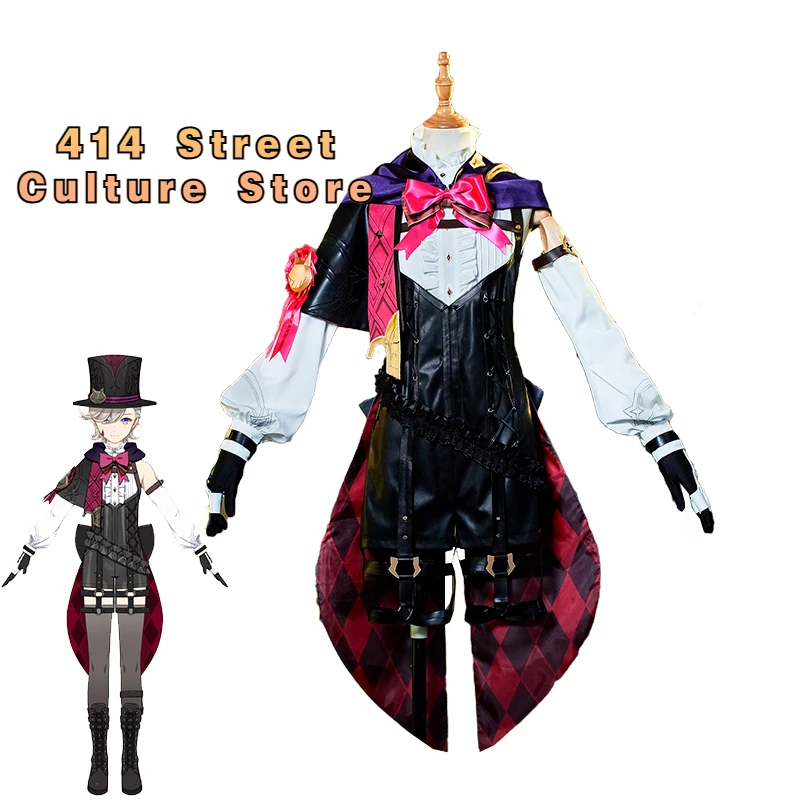 

Game Genshin Impact Lyney Cosplay Costume Twins Lyney Magic Hat Trick Uniform Halloween Women Lynette Cosplay Costume Full Set